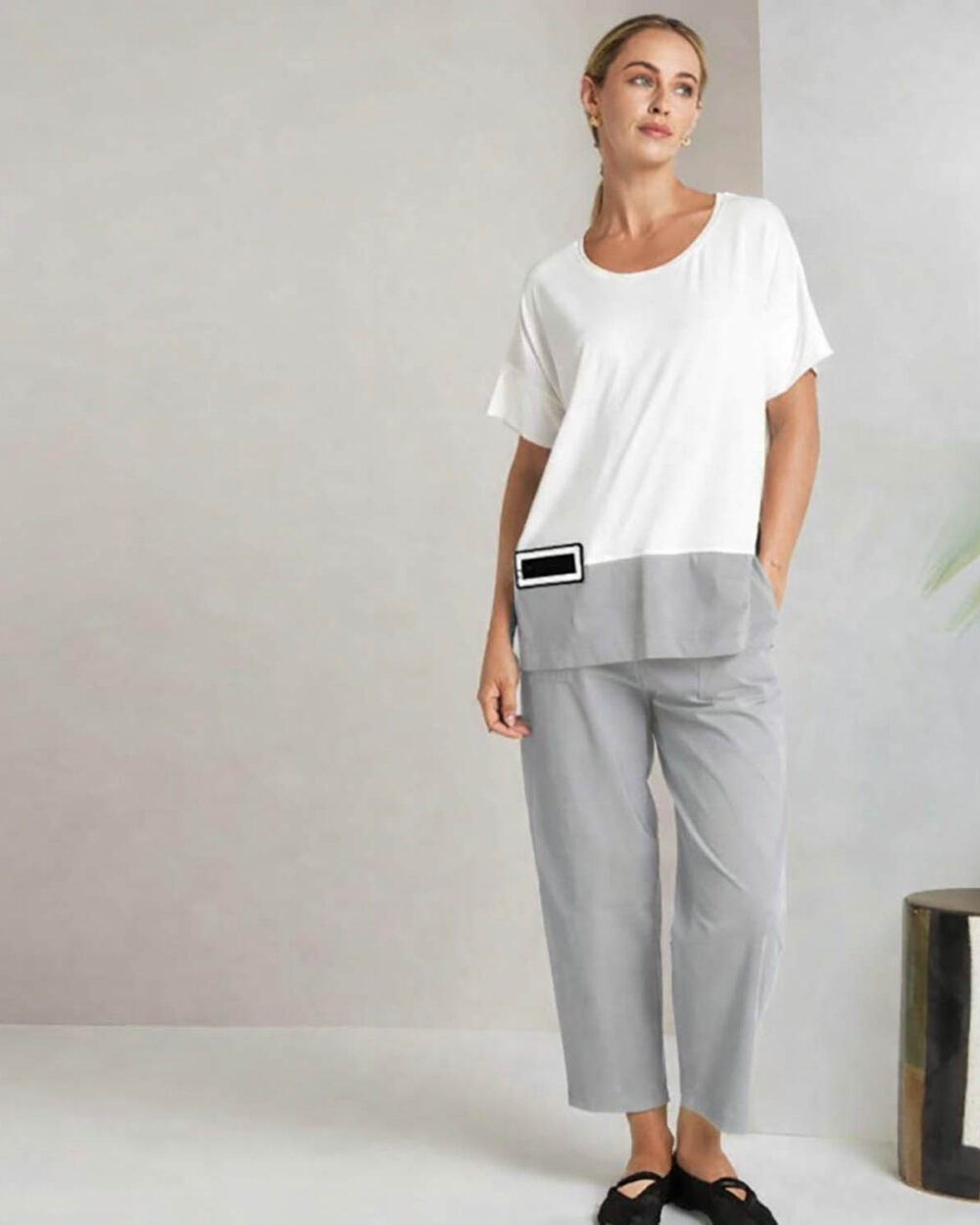 NAYA NAS26109 SLIM LEG TROUSERS-DOVE