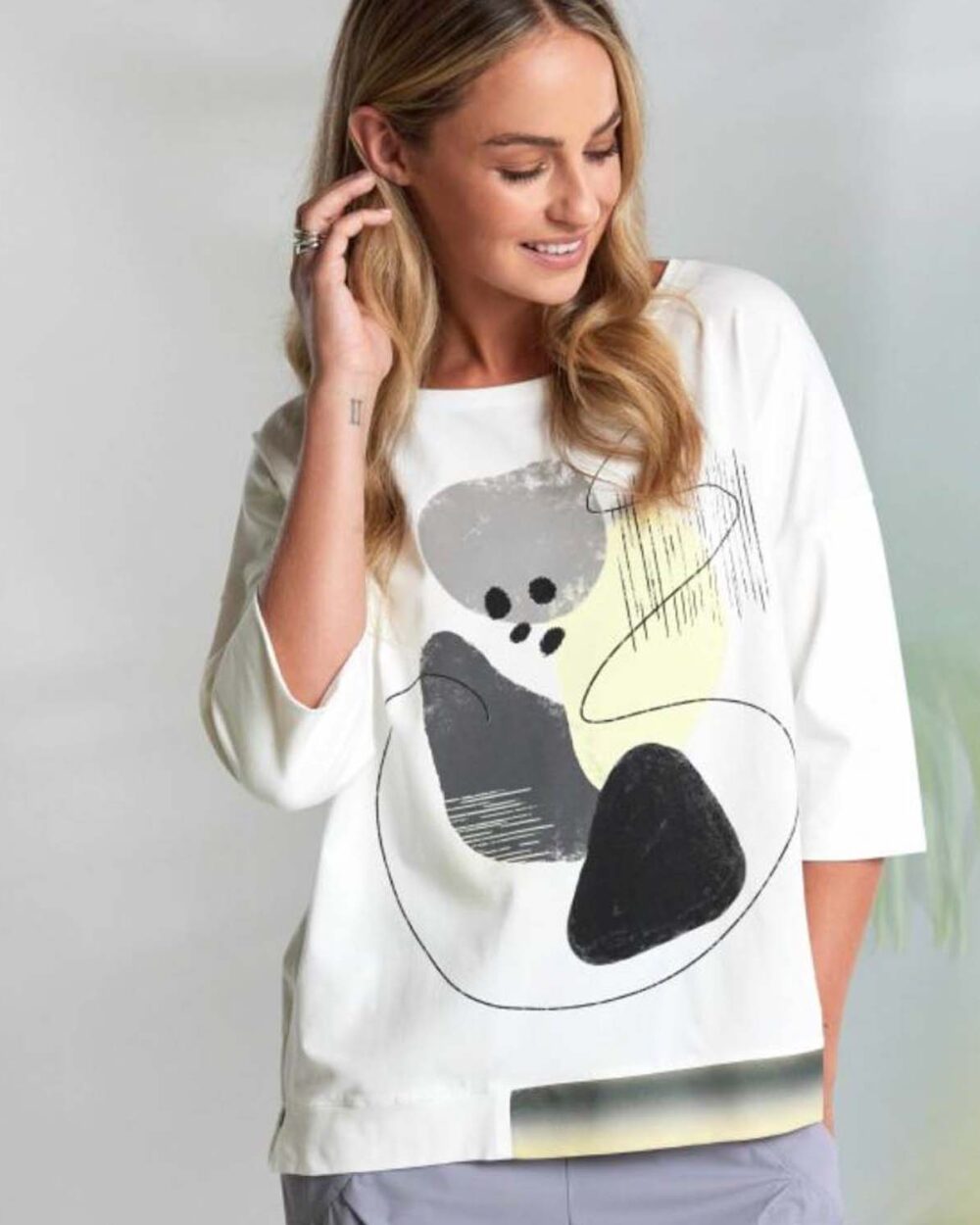 NAYA NAS26124 PRINT TOP-LEMON/WHITE