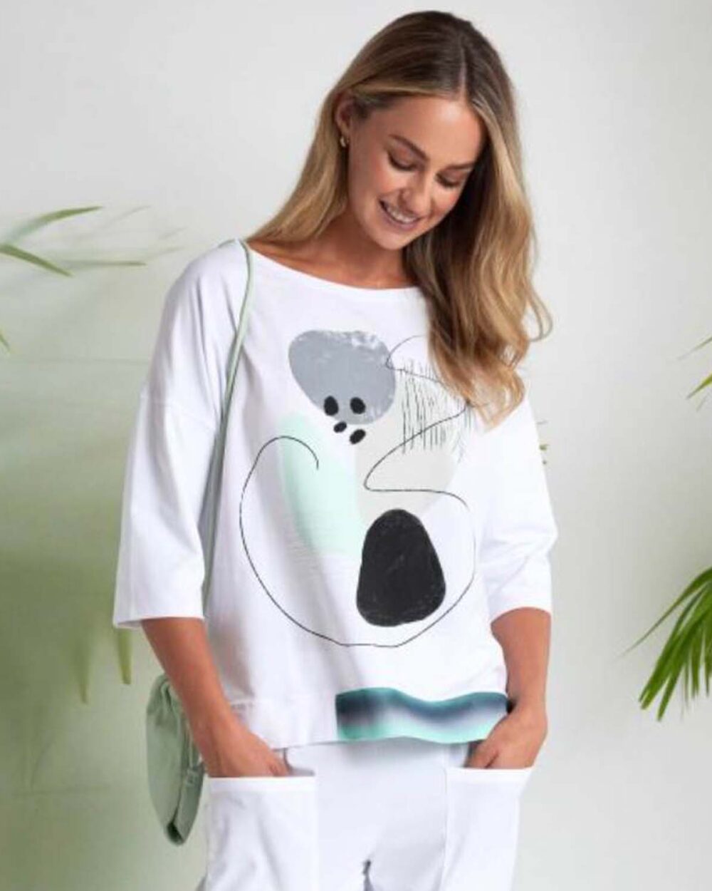 NAYA NAS26124 PRINT TOP-MINT/WHITE