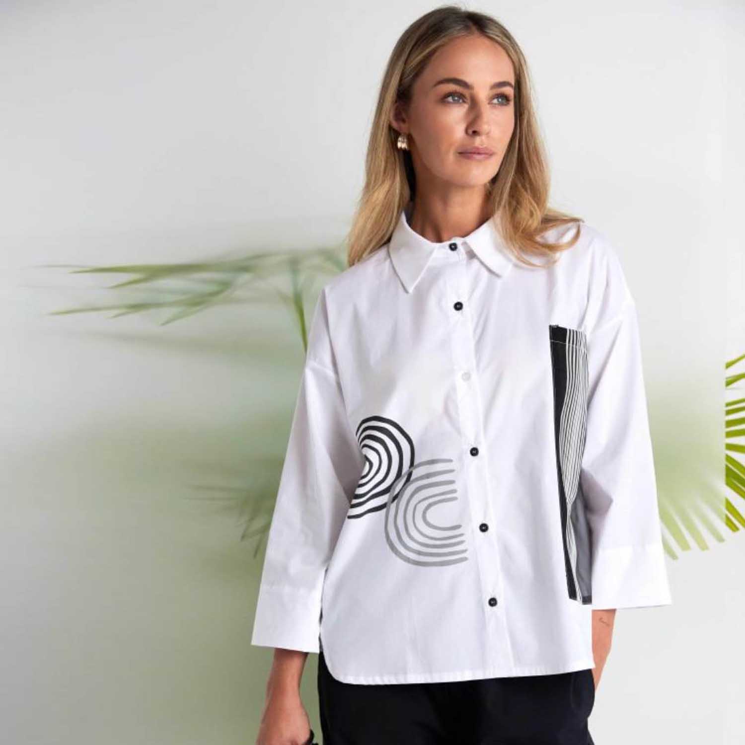 NAYA NAS26256 PRINT SHIRT-BLACK & WHITE 1 NAYA NAS26256 PRINT SHIRT-BLACK & WHITE