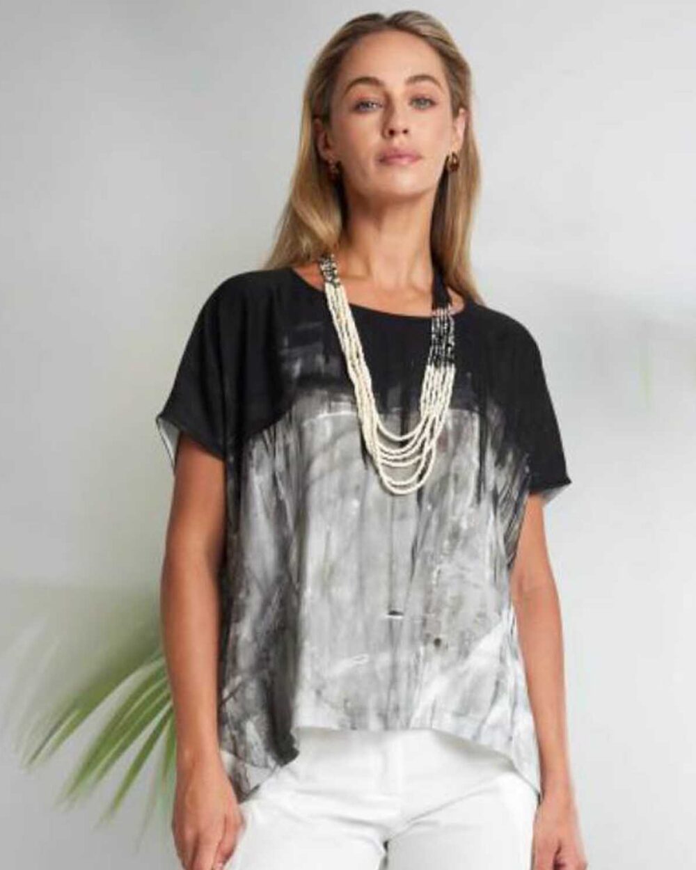 NAYA NAS26305 ROUND-NECK TOP-TAUPE