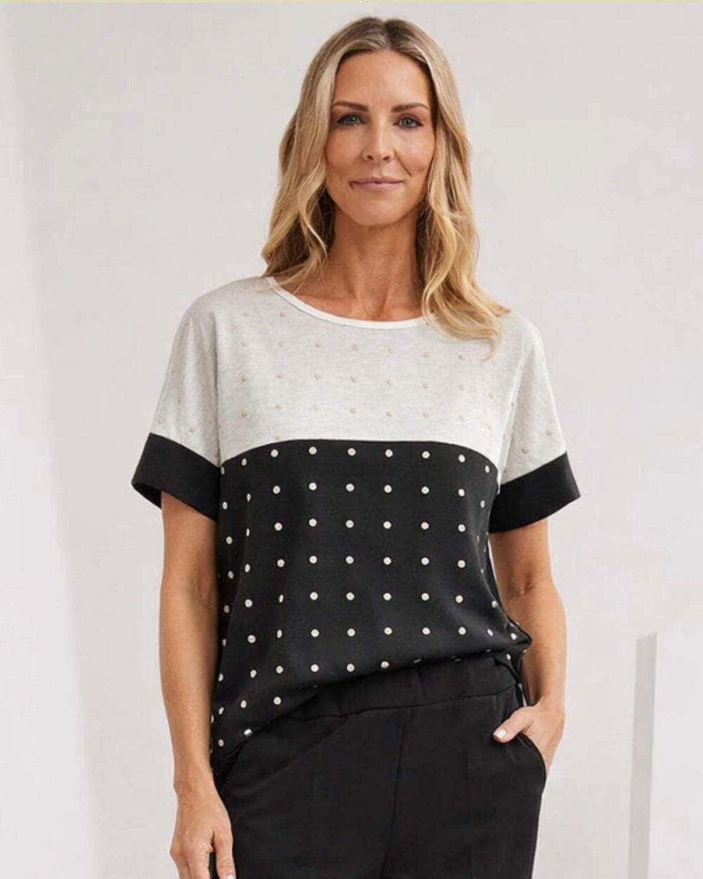 PERUZZI SS26172 TOP/DOTS-BLACK/WHITE