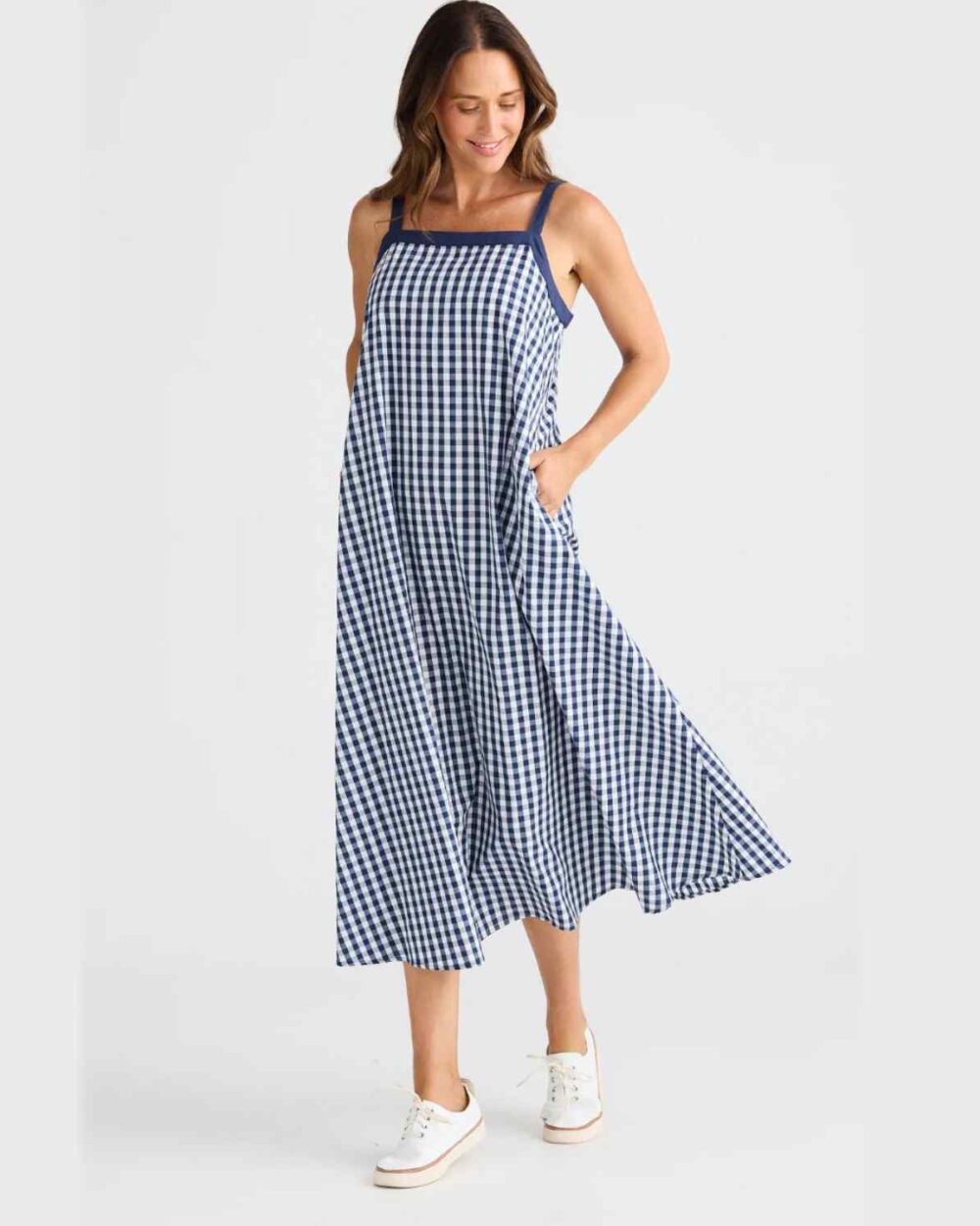 BRAVE&TRUE BT25380 GINGHAM DRESS-NAVY