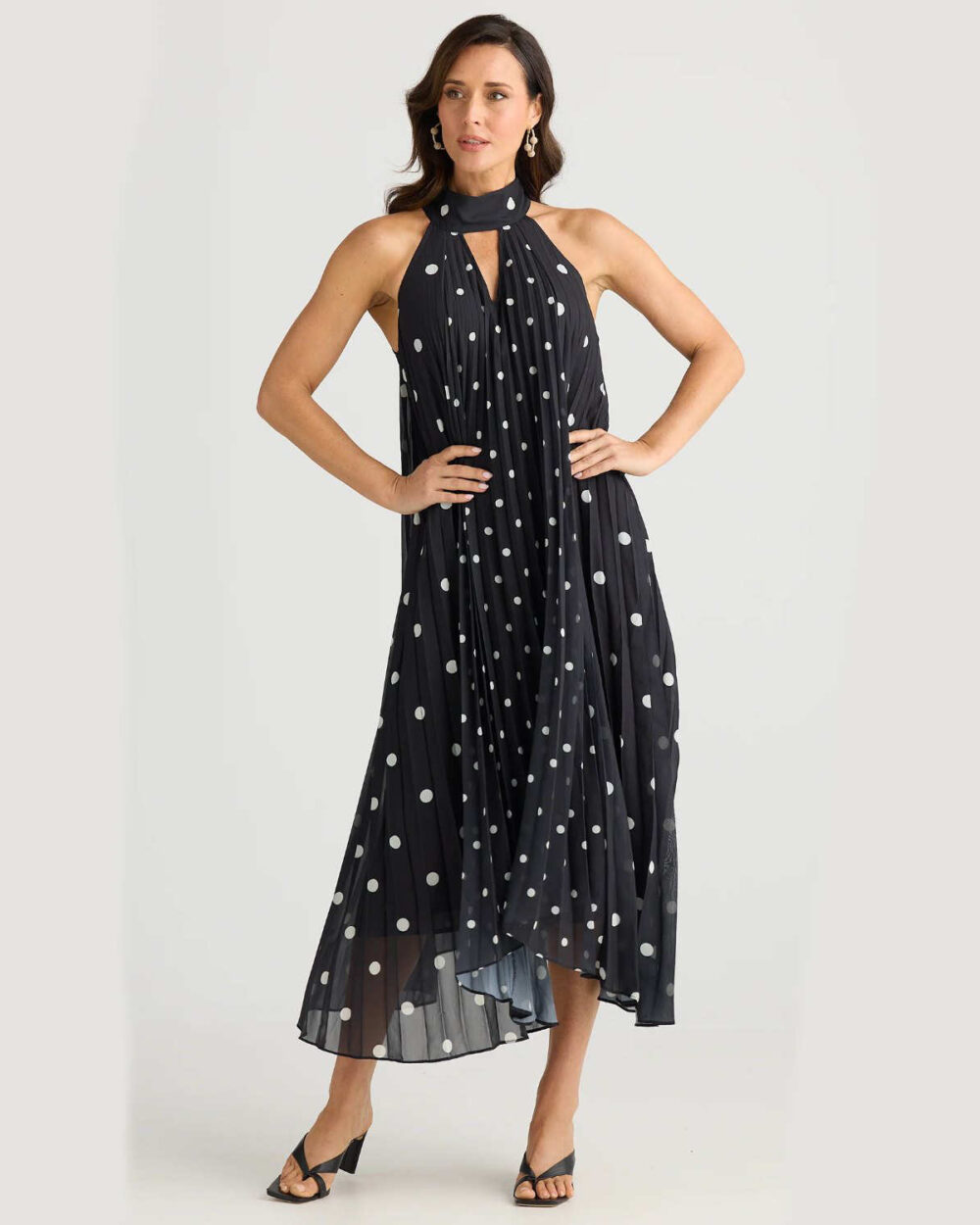 BRAVE&TRUE BT25385 SPOT DRESS-BLACK/WHITE