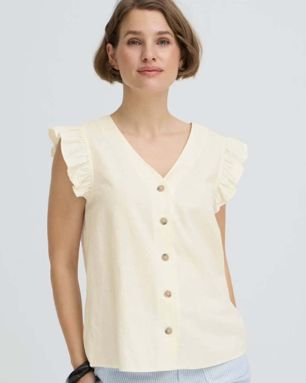 B YOUNG 20816604 BYFALAKKA RUFFLE SHIRT-MARSHMALLOW