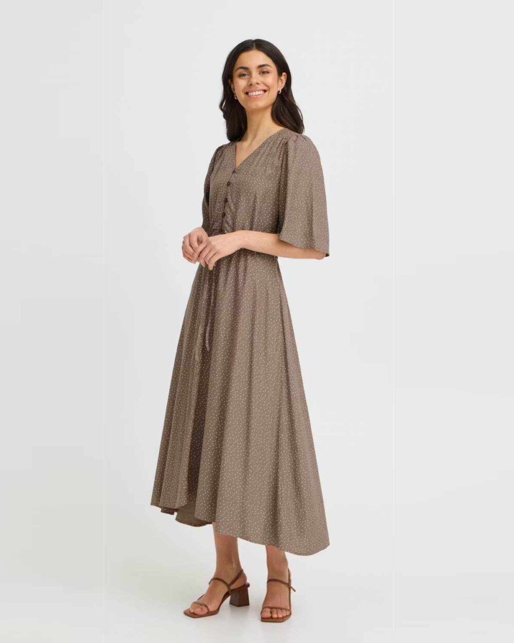 FRANSA 20617671 DRESS/DOTS-WHITE