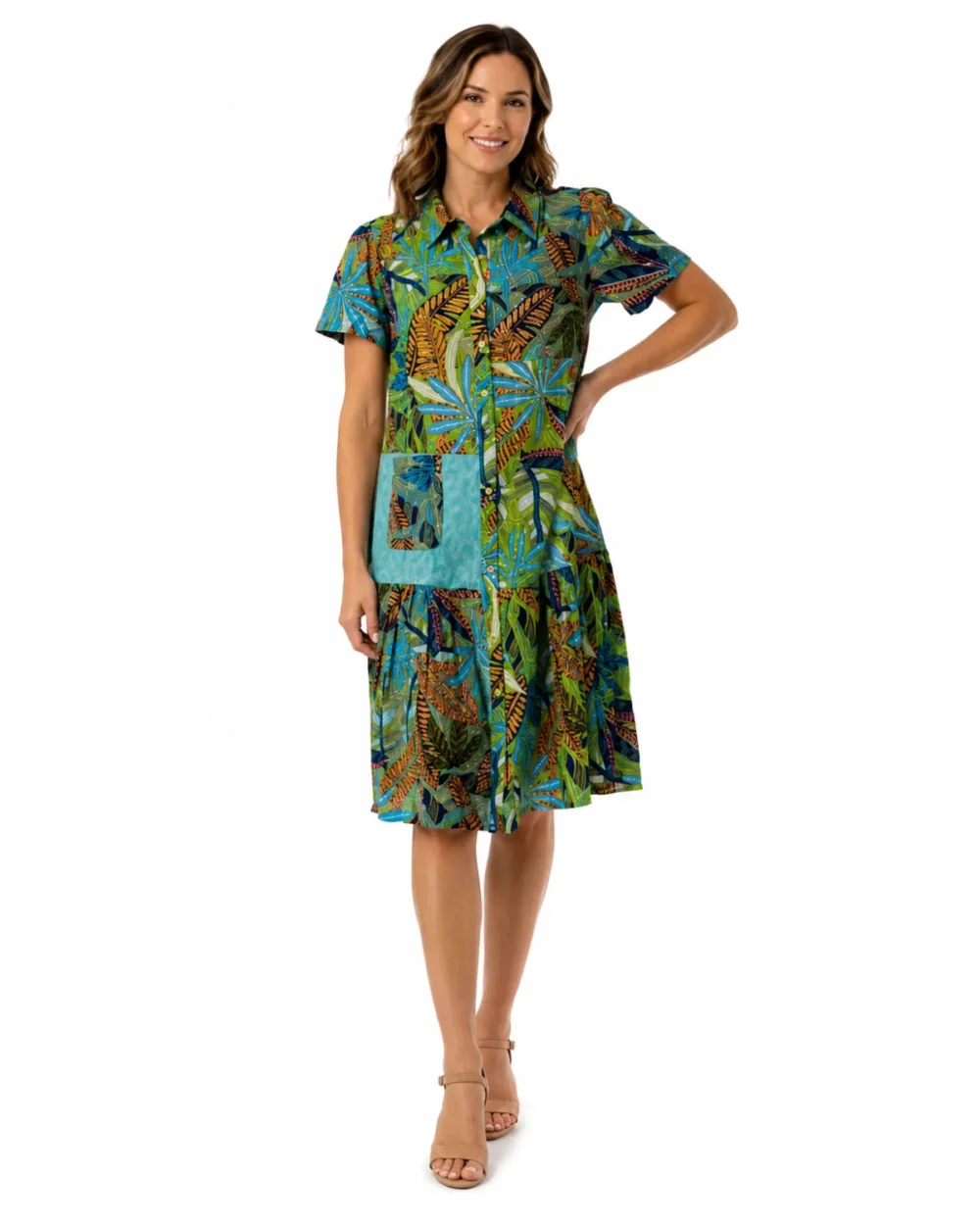 ORIENTIQUE 61756 TAYRONA PATCH DRESS-PRINT