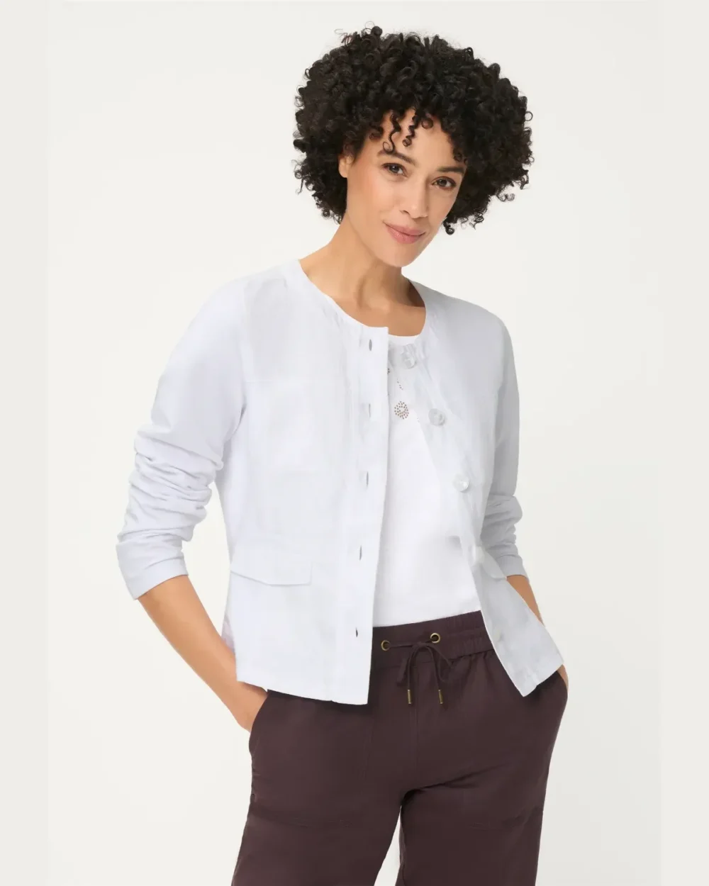 OLSEN JERSEY JACKET 11201641-WHITE