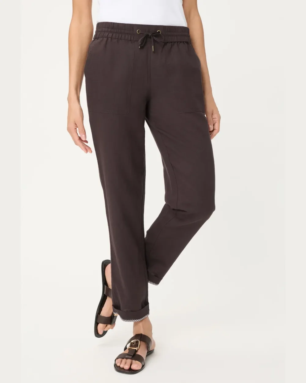 OLSEN TROUSERS 14002520-BROWN