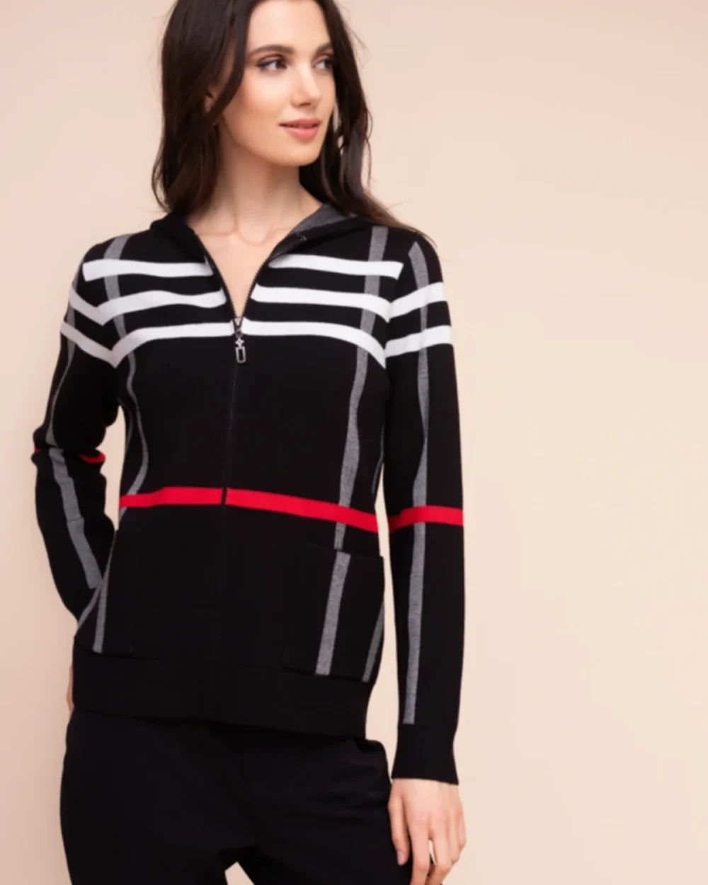 Obsessions Fashion 19 ALISON SHERI A48063 CARDIGAN-BLACK/RED