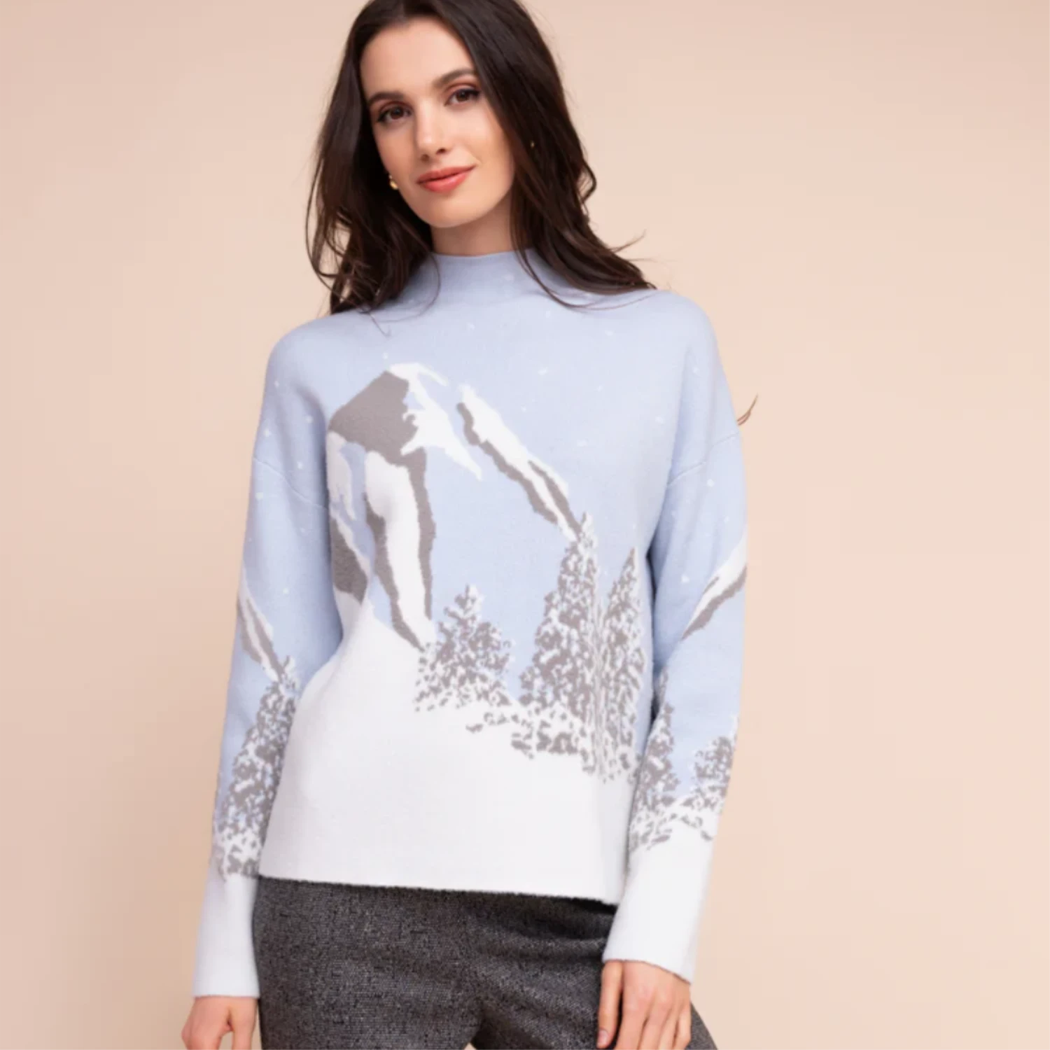 ALISON SHERI A48302 JUMPER-BLUE & CREAM 1 ALISON SHERI A48302 JUMPER-BLUE & CREAM