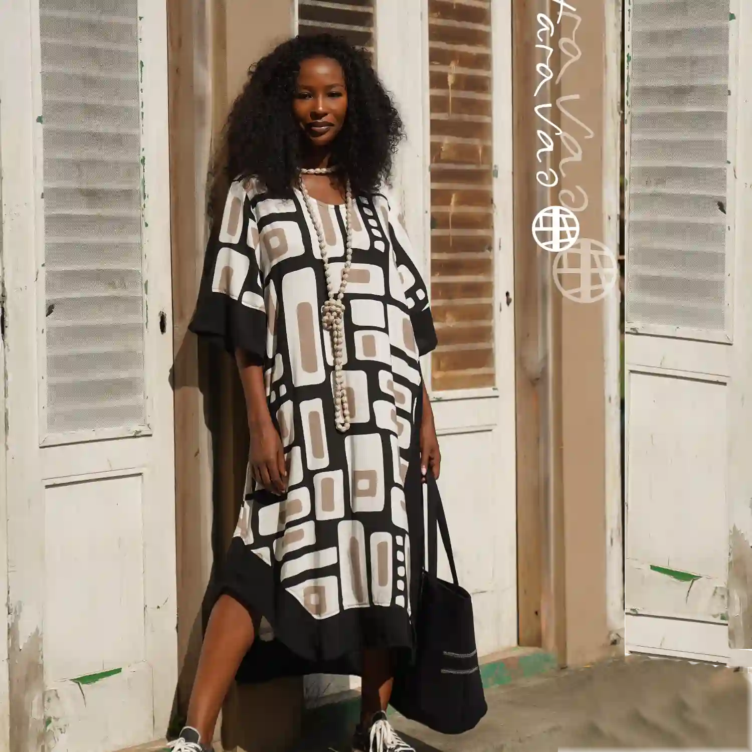 TARA VAO 9047 DRESS-BLACK/CREAM 1 TARA VAO 9047 DRESS-BLACK/CREAM
