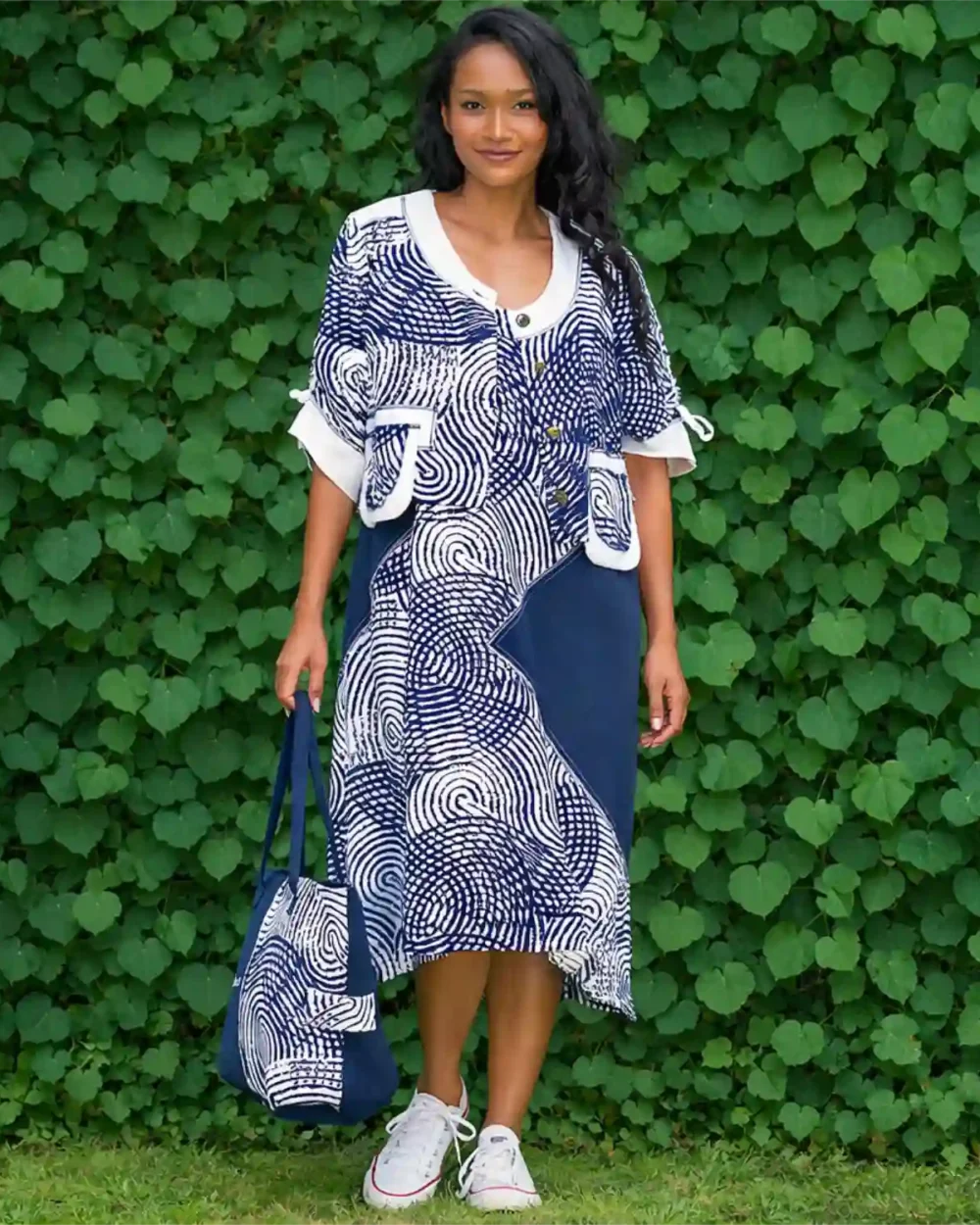 Obsessions Fashion 4 TARA VAO 8175 MARTHA DRESS-NAVY/WHITE