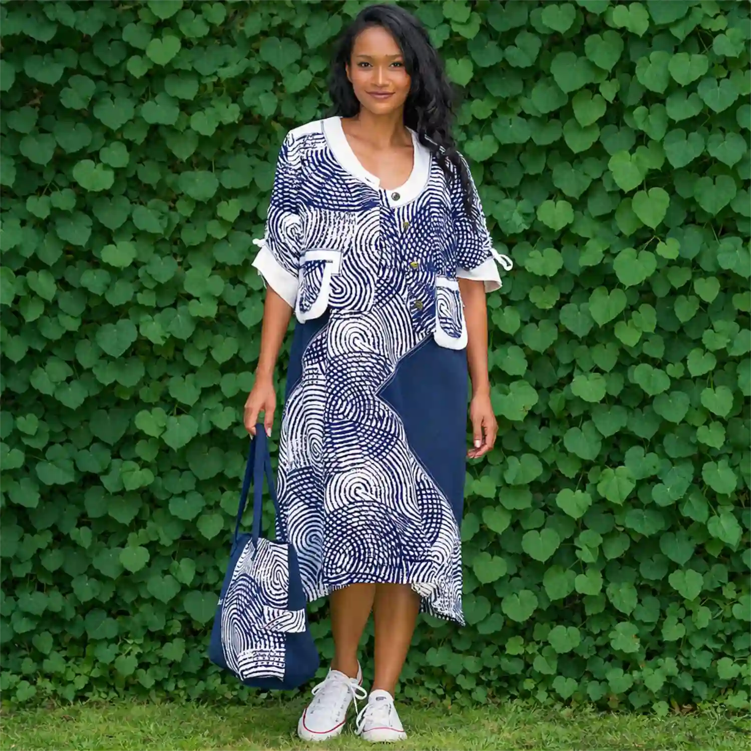 TARA VAO 8175 MARTHA DRESS-NAVY/WHITE 1 TARA VAO 8175 MARTHA DRESS-NAVY/WHITE